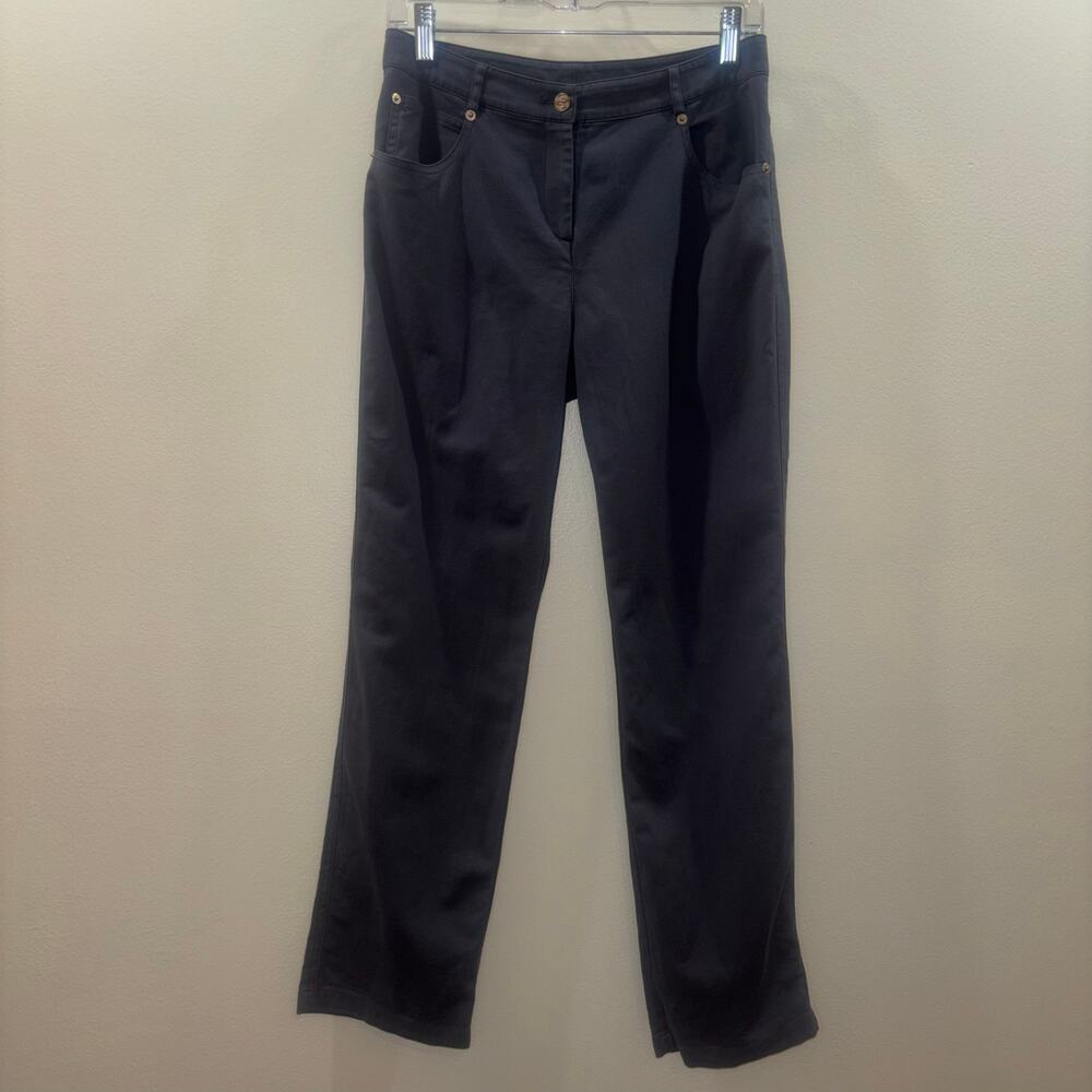 St. John Gray Straight Leg Pants Size 4 Luxury Stretch Trouser